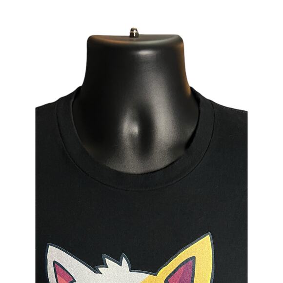 Cat Eating Ramen Graphic Tee - Cute Food Anime Style - 2XL Black T-Shirt - Picture 4 of 11